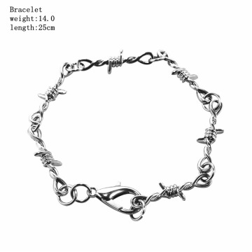 1 Pcs Punk Gothic Alloy Barbed Wire Brambles Link Bracelet Bangle Jewelry Hip-pop Choker For Women Men Couple Unisex Nightclub