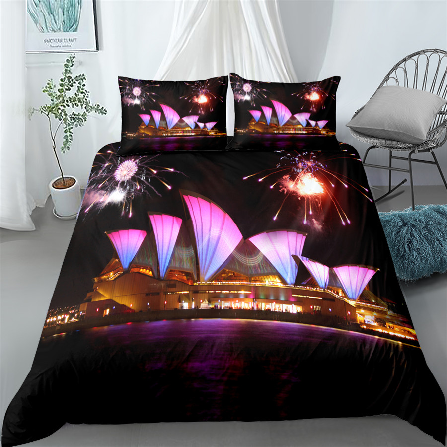 dubai city digital duvet cover set single twin double queen king cal king size bed linen set