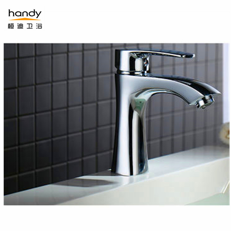 High quality chromed single handle washbasin brass tap