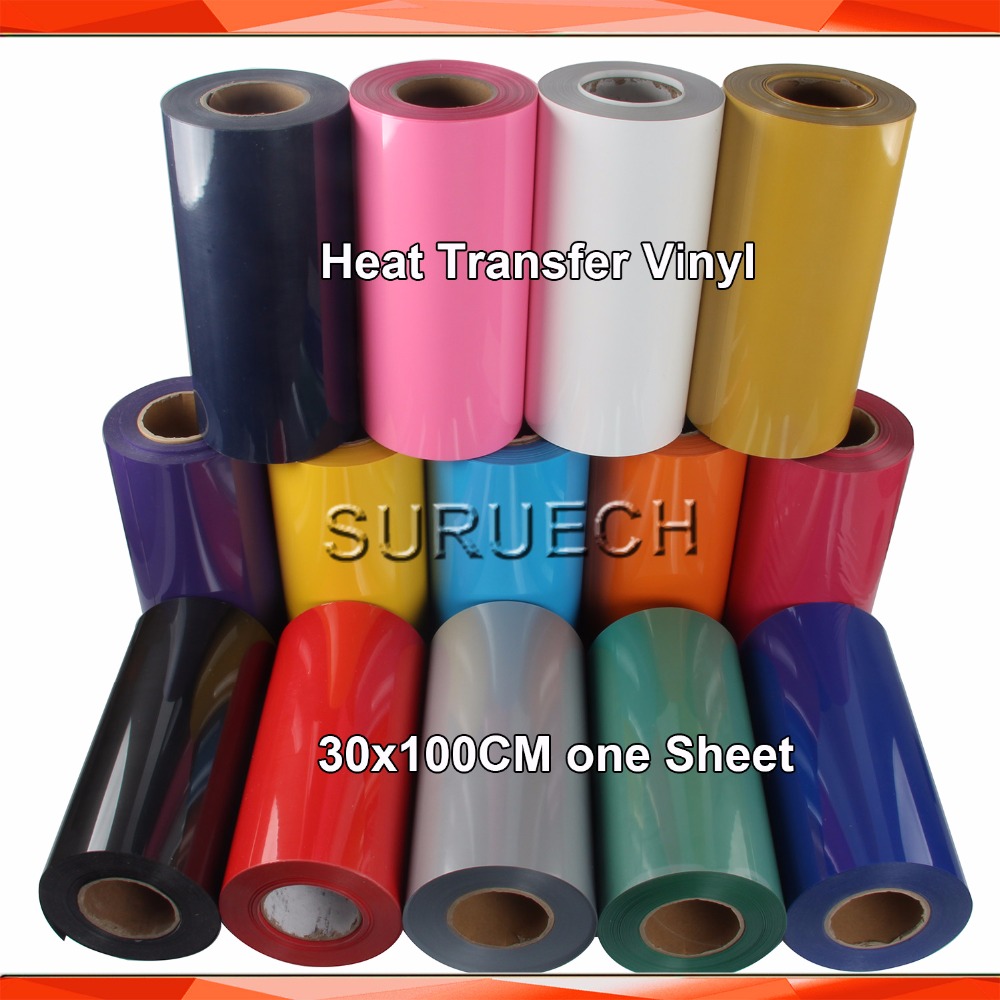 1 Sheet 30cmx100cm (12"x40") PVC Heat Transfer Vinyl Heat Press Machine Cutting Plotter Cutter T-shirt DIY Foil Film