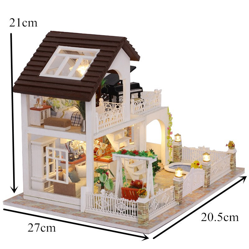 doll house big holiday villa diy wooden doll houses kitchen baby doll miniature kit dollhouse 1:12 accessories juguetes para ni