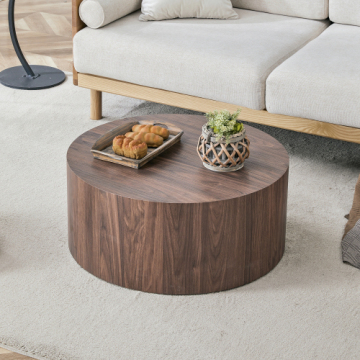 Sleek MDF Round Coffee Table Modern Living Room