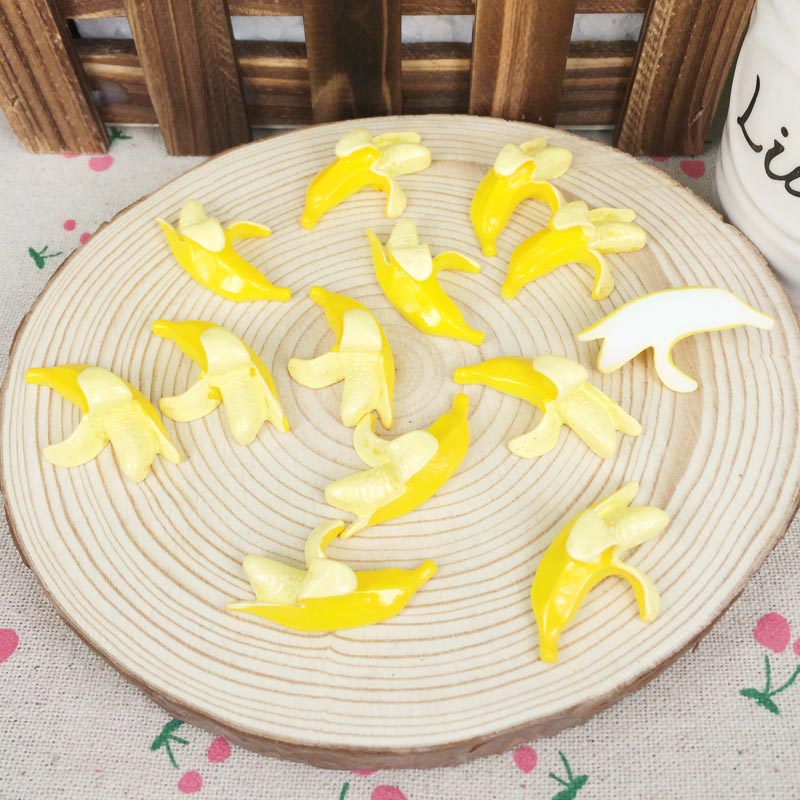 10 Pieces Resin Flatback Flat Back Cabochon Kawaii DIY Resin Craft Decoration Mini Fake Fruit Banana For Phone Case:25*35mm