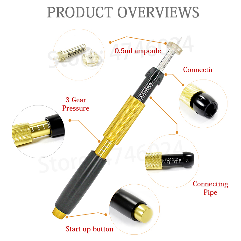 Air Pressure Hyaluronic Acid Pen Three Gear Adjustable Atomizer Hyaluronique Pen for Mesotherapy Lip Lifting Anti Wrinkle Filler