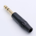 2Pcs/1Pair Gold plated 6.35MM Jack Connector Smooth Black Microphone 6.35 Audio Stereo Plug Assembly Free Solder Wire Connector