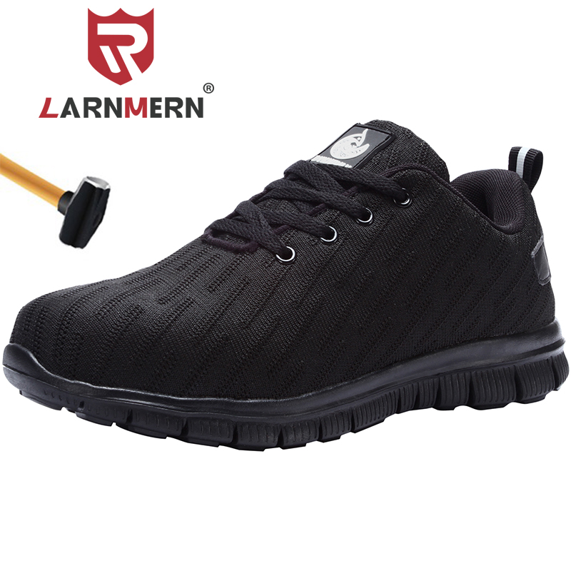LARNMERN Mens Lightweight Steel Toe Cap Safety Shoes Reflective Anti-puncture Breathable Construction Work Boots