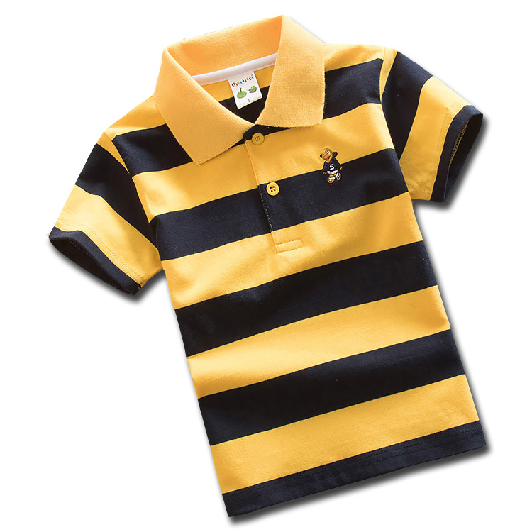 Children's clothing boys and girls striped POLO shirts kids short sleeve t-shirts cotton round neck T-shirts 0-16 years old