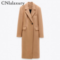 New Autumn coats women New Fashion Notched Woolen coat Outerwear Female long Woolen Overcoat Women Trench Coat Casaco Feminino