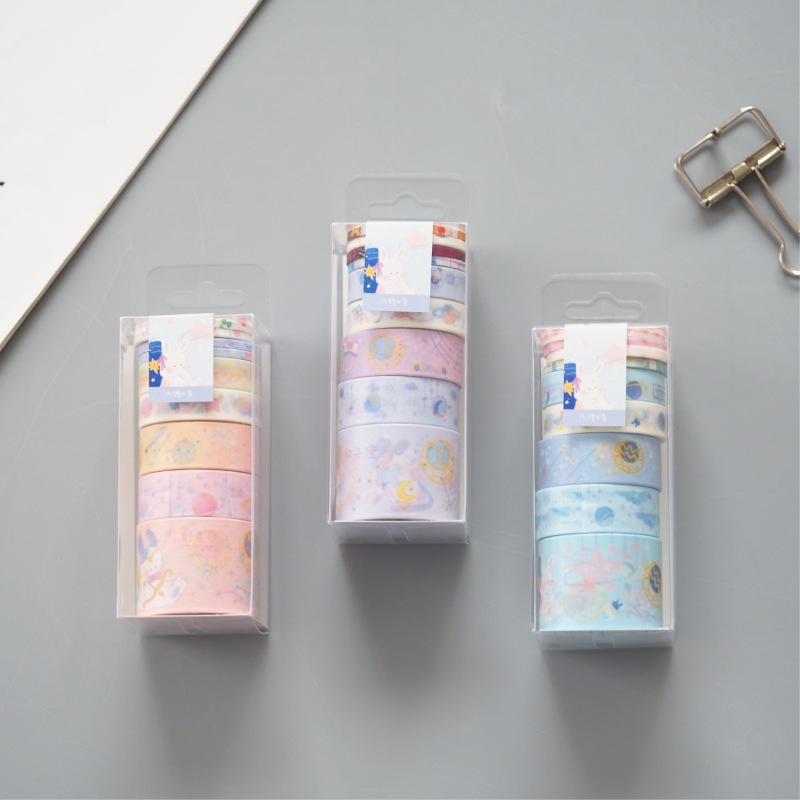 9 pcs/pack Rabbit Constellation Planet Star Washi Tape Set Adhesive Tape DIY Scrapbooking Sticker Label Masking