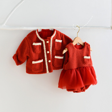 MILANCEL 2020 New Baby Clothing set Princess Baby Girls Clothes Winter Infant Bodysuit and Red Coat 2 Pcs Baby Suit