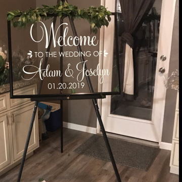 Welcome Wedding Stickers Personalized Names Dates Vinyl Decal Wedding Sign DIY Lettering Elegant Wedding poster Decor J214