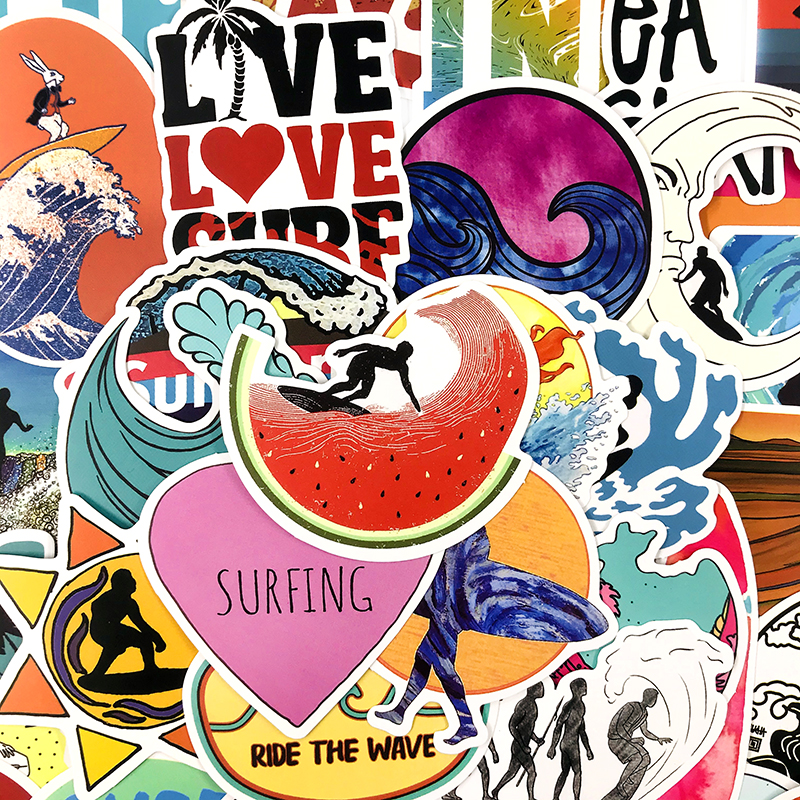 10/30/50PCS/set Summer Surfing Sticker Beach Travel Graffiti Surf Stickers DIY for Surfboard Laptop Luggage Bicycle Tablet