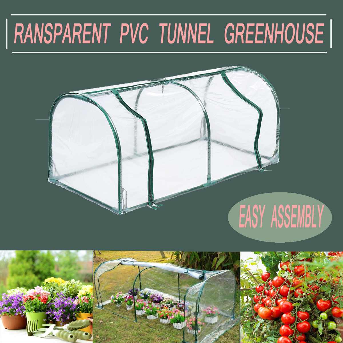 128X60X58CM Removable Steel Frame Outdoor Plant Cover Zipper Garden Green House PVC Warm Garden Household Plant Greenhouse Cover