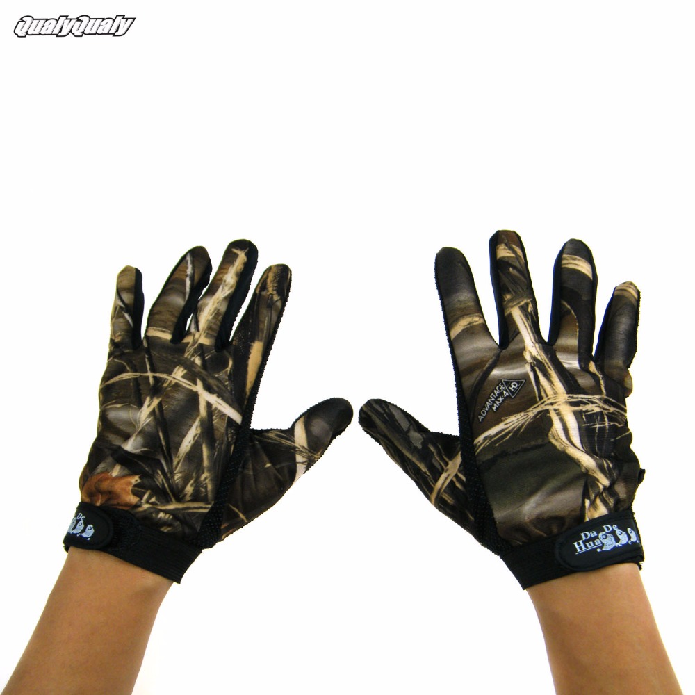 1 Pair Anti-Slip Fishing Gloves full finger gloves Outdoor hunting Gloves Camo camouflage Gloves For Fishing