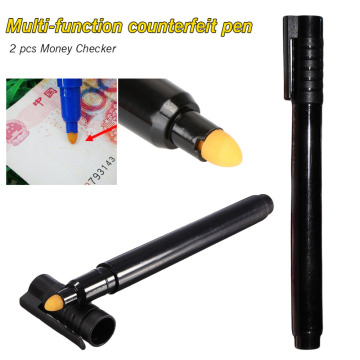 High recognition 2 x Money Checker Currency Detector Counterfeit Marker Fake Banknotes Tester Pen Ink Hand Checking Tools