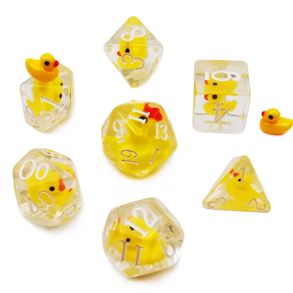 Bescon YellowDuck RPG Dice Set of 7, Novelty Yellow Duck Polyhedral Game Dice set