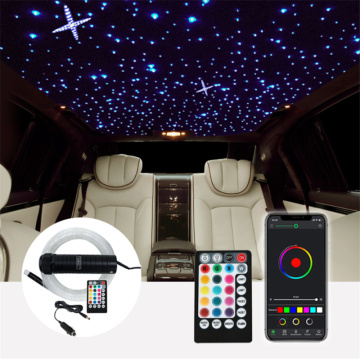 Car Starry Sky Projection Lamp Set 12V 6W RGB LED Fiber Optic Light Roof Star Lights RF Remote Control Remote Music Mode Light