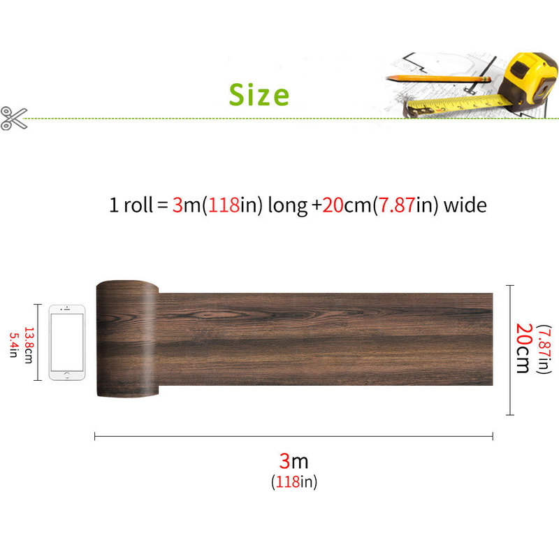 1 Pcs PVC Wood Grain Floor Sticker DIY Self-adhesive Bedside Decoration Wallpaper Waterproof Non-slip Wall Sticker Home Decor