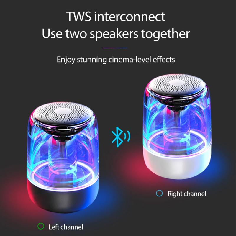 Portable 6D C7 Wireless Bluetooth 5.0 Speakers LED Lights Stereo Column Portable Speaker TF Card FM For Phones Speaker HIFI