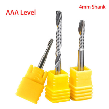 AAA Level 4mm Shank Acrylic Engraving End Mill 1 Flute Spiral Milling Cutter High Precision CNC Tool For Acrylic MDF PVC Cutting