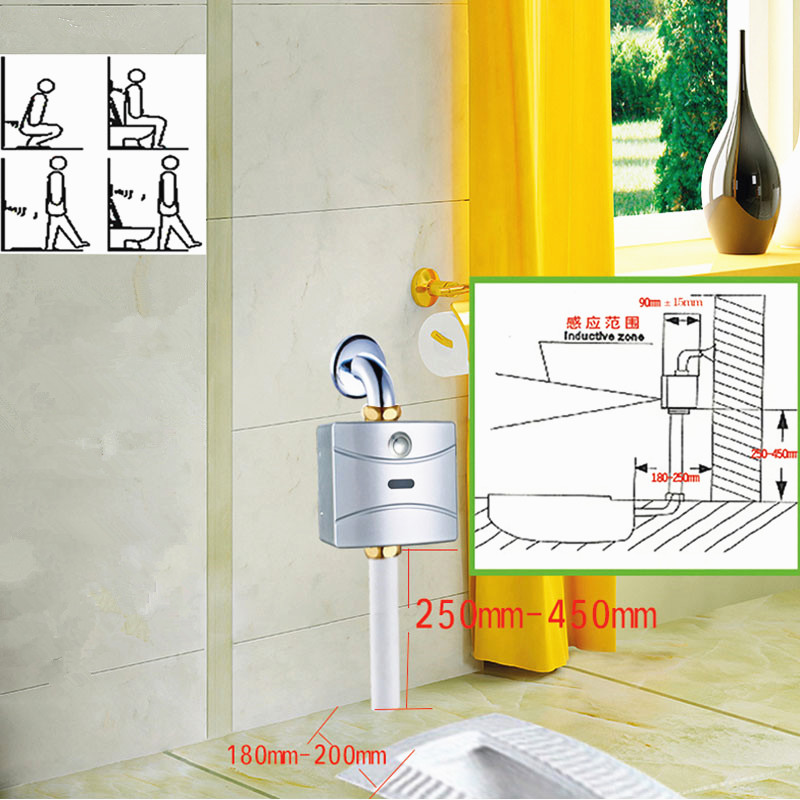 wall mounted toilet Squat Pan Automatic sensor stool flush valve with manual button,DC6V induction stool flusher valve,J18115