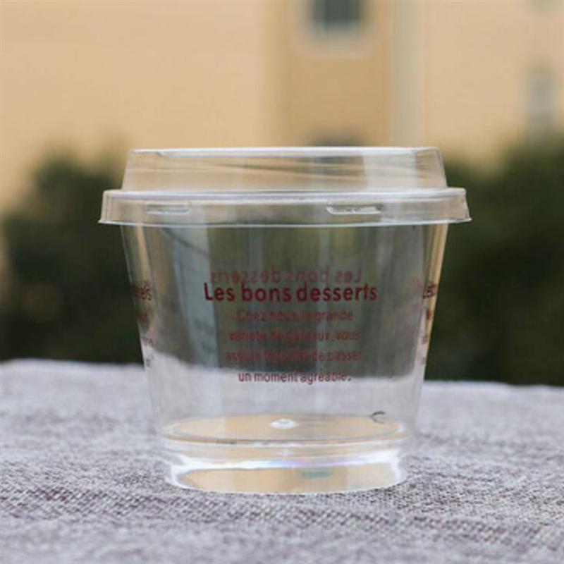 50 Sets Disposable Mousse Cup DIY Tiramisu Cup Plastic Dessert Cup Dessert Container With Spoon And Lid Coffee