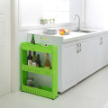 Movable Plastic Interspace Storage Rack Refrigerator Space Rack with Roller Shelves Kitchen Bathroom Strollers Interval 4-layer