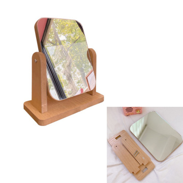 1PCS Rotatable Wooden Mirror For Women Girls Student Desktop Makeup Mirror Assembly Package S/L