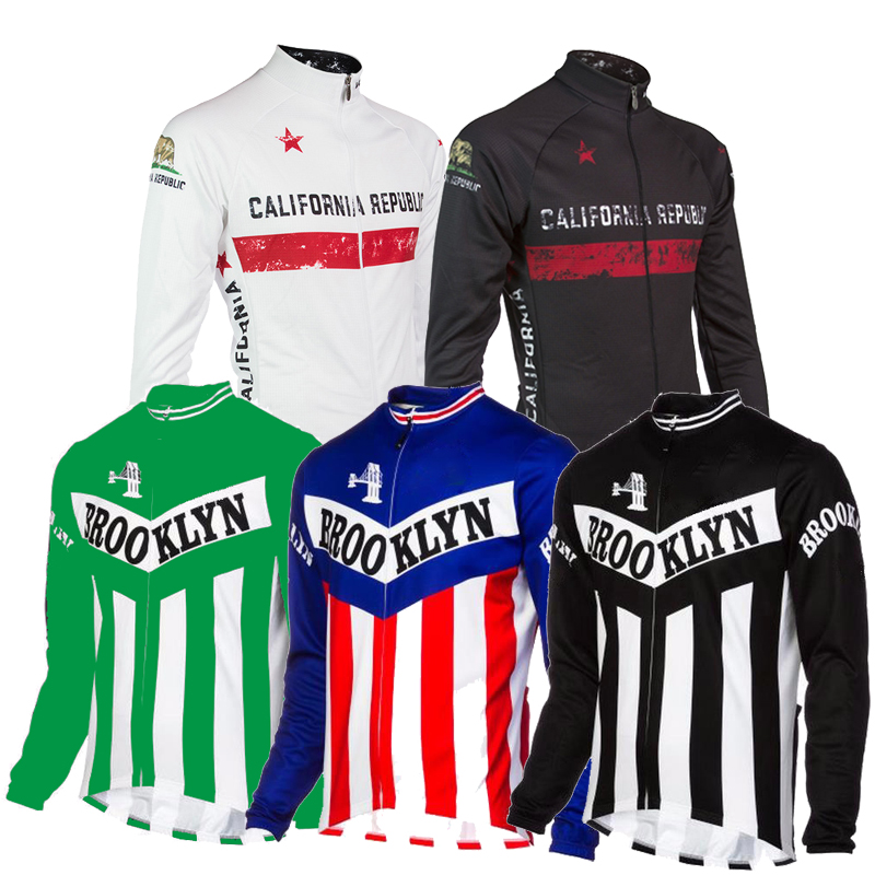 Retro Cycling Jersey men long sleeve winter fleece and no fleece red black white classic cycling clothing maillot ciclismo mtb