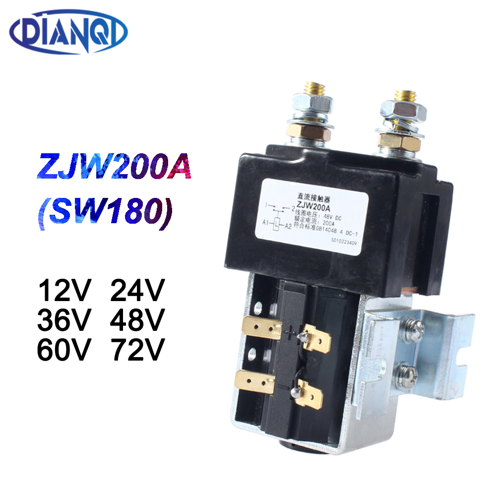 SW180 NO (normally open ) style 12V 24V 36V 48V 60V 72V 200A DC Contactor ZJW200A for forklift handling wehicle car winch