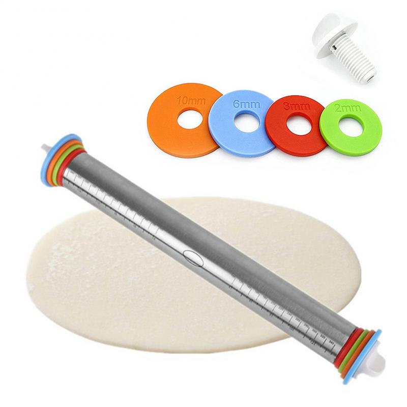1 Piece Stainless Steel Kitchen Roll 4 Adjustable Discs Removable Rings Non-stick Dough Balls Noodles For Baking Pizza Tools