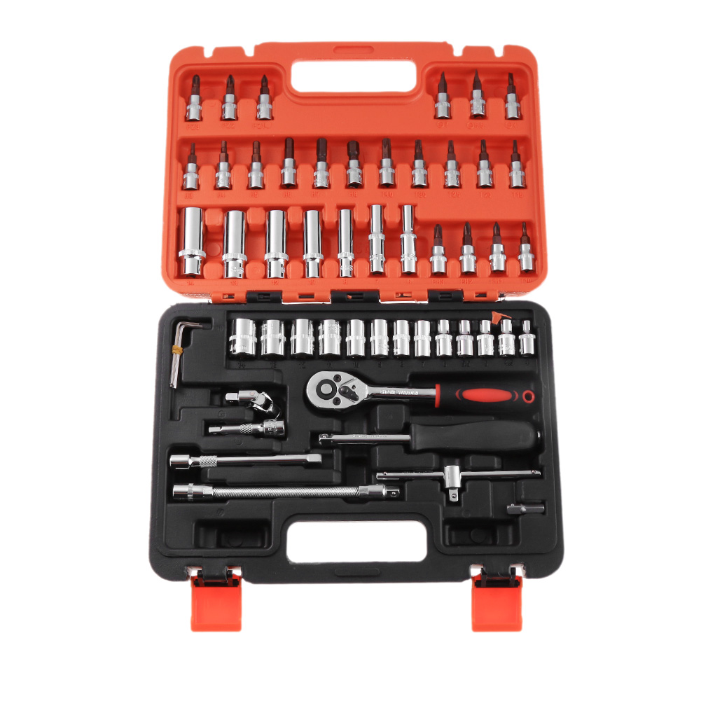 46pcs Car Repair Tool 1/4-Inch Socket Set Car Repair Tool Ratchet Torque Wrench Combo Tools Kit Auto Repairing Tool Set