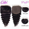 Celie Hair 7x7 Lace Closure Loose Deep Wave Remy Brazillian Human Hair Closure 10-20 Inch Pre Plucked Swiss Lace Closure