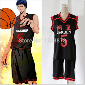 Anime Kuroko no Basuke GAKUEN No. 5 Aomine Daiki Basket Ball Jersey Cosplay Costume Full Set Sportswear Uniform Outfits