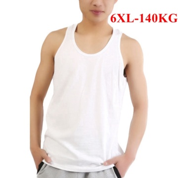 5XL 6XL Large Size Simple Soft Male Undershirt Solid White Black Gray Men's Underwear O Neck Elastic Slim Fit Big Size Men Vest