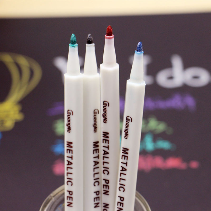 10pcs/Box Drawing Painting Marker Pens Metallic Color Pen Antistress Kids Educational Toys for Children Black Paper Art Supplies