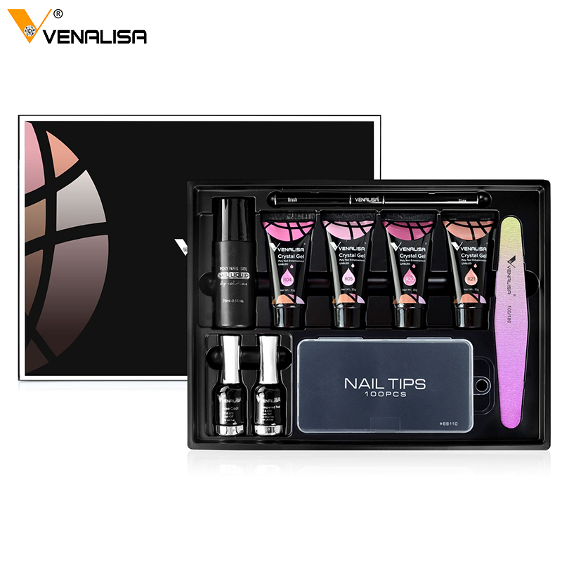 30g VENALISA Acrylic Gel VIP Kit Fast Shipment Nail Clear Camouflage Color Nail Tip Form Crystal UV Gel Slice Brush Nail Gel