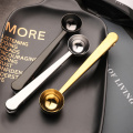 Two-in-one Multifunction Coffee Spoon Stainless Steel Kitchen Supplies Scoop With Bag Seal Clip Coffee Measuring Spoon