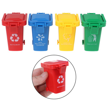 4pcs/set Mini Trash Can Toy Garbage Truck Cans Curbside Vehicle Bin Toys Kid Simulation Furniture Toy Gift