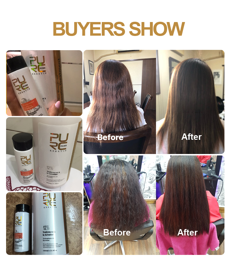 PURC 12% Formalin Keratin Hair Treatment and Purifying Shampoo Hair Care Products Set Brazilian Keratin Free Shipping