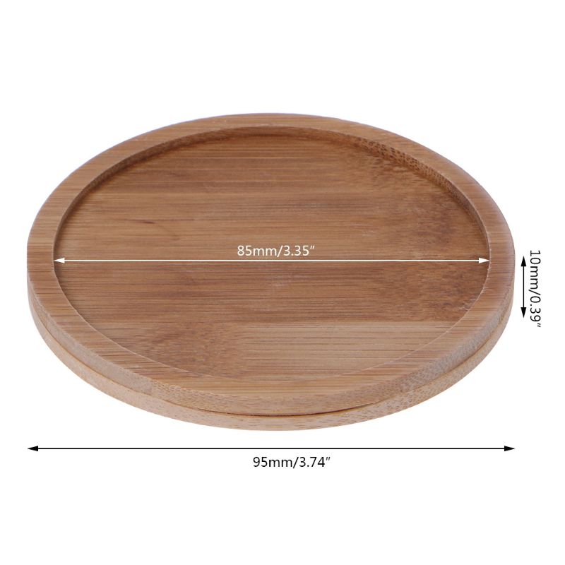 Round Bamboo Wood Saucer Plant Tray Mini Plant Flower Pot Stand Favor Succulent Pot Tray Simple Elegant Design Home Balcony Deco
