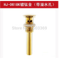 High quality Solid Brass Bathroom Lavatory Sink Push-down Pop Up Basin Drain With Gold Finish bathroom parts faucet accessories
