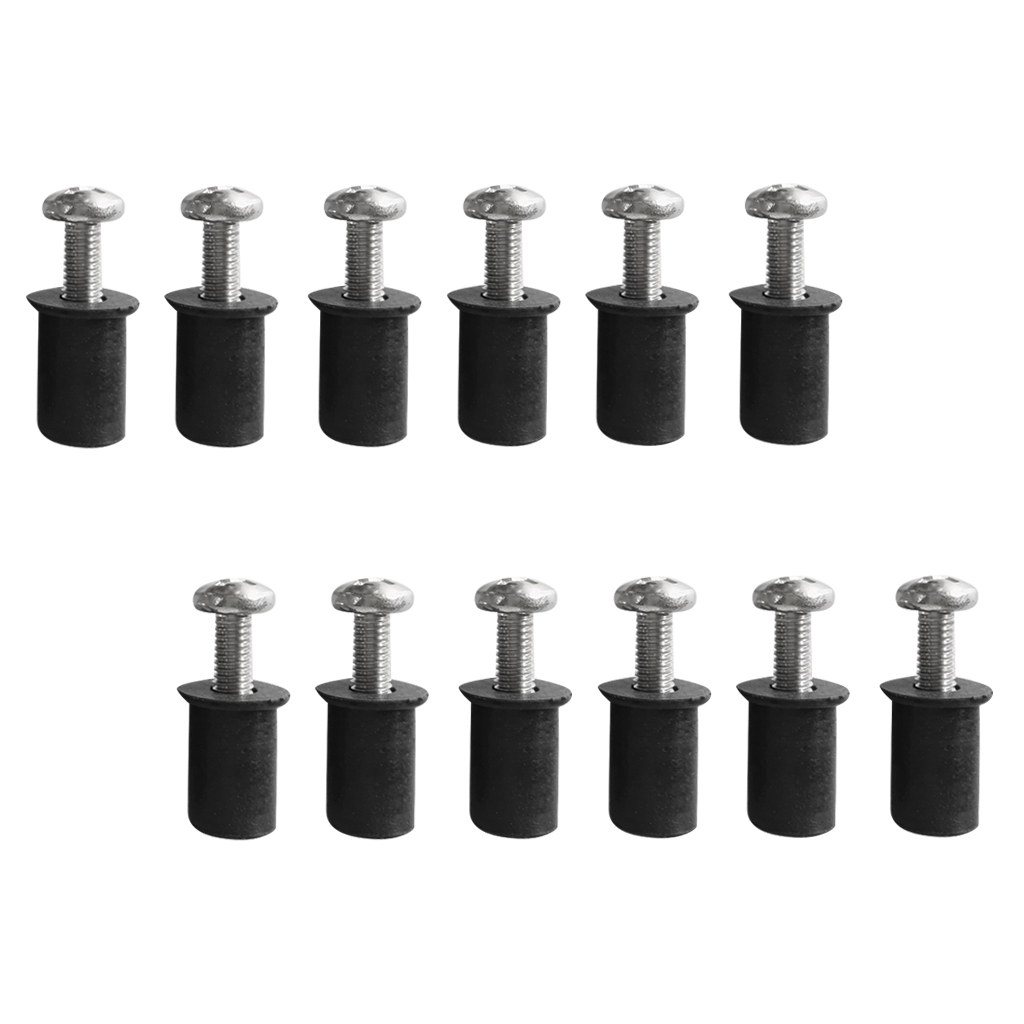 12 Pack Durable Metric Rubber Well Nuts Blind Fasteners Wellnuts Windscreen Windshield Bolts for Motorcycle Kayak Canoe Boat