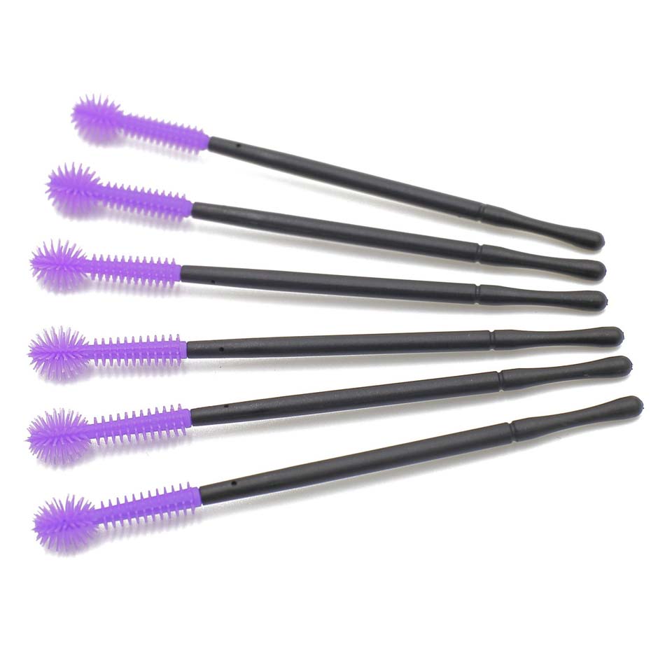 Fadvan 50Pcs/Pack Silicone Brushes Disposable Eyelash Tool Comb Mascara Wands Makeup Brushes Individual Applicator Kit for Eye