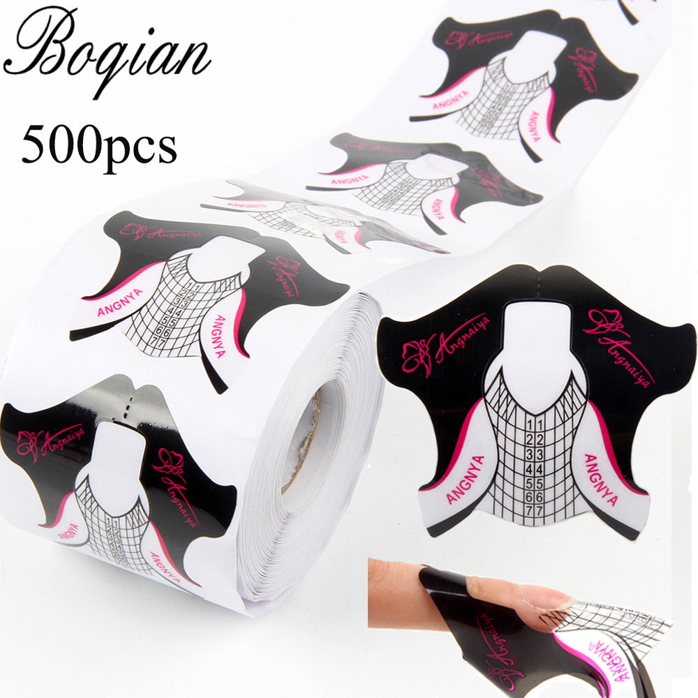 BQAN Professional 500pcs/roll PVC Nail Forms Tips Nail Art Guide Extension French DIY Tool Acrylic UV Gel Nail Art Tool