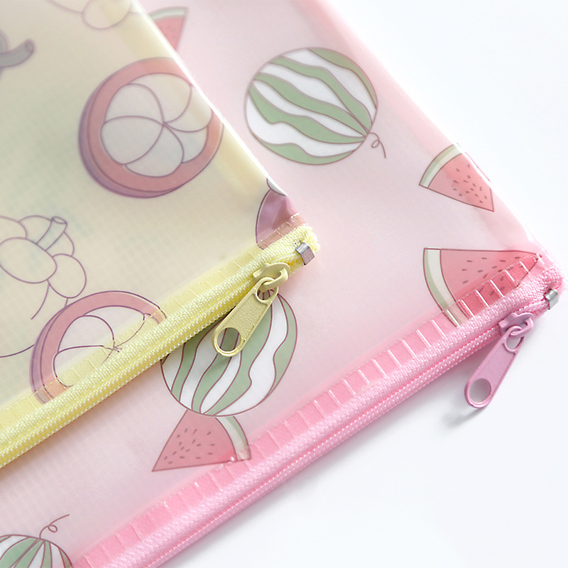 Fresh Pomegranate Lemon Mangosteen Watermelon Flat Pen Pencil Bag Case File Bag Folder Storage for Papers Stationery