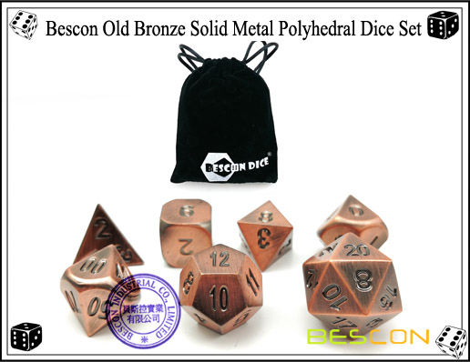 Bescon Old Bronze Solid Metal Polyhedral Dice Set-5