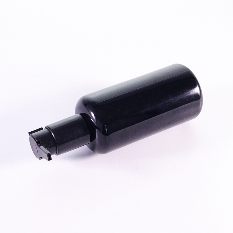 100ml Black Glass Lotion Bottlee With Extended Nozzle1 Jpg