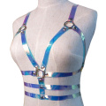 New Gothic Punk Harajuku PVC color leather Body Harness belts Bondage Top Bra Caged Leather metal O Ring Belts Waistband