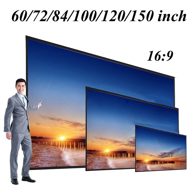 Foldable 16:9 Projector 60 72 84 100 120 150 inch White Projection Screen edging projector screen TV home audio-visual screen